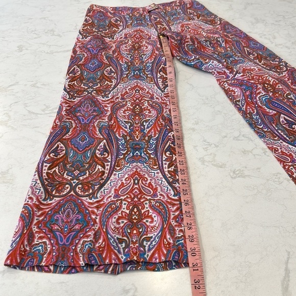 120% Lino Linen Wide Leg Trouser Pants Women’s Paisley Size 42 Pink Purple Red - Picture 14 of 17